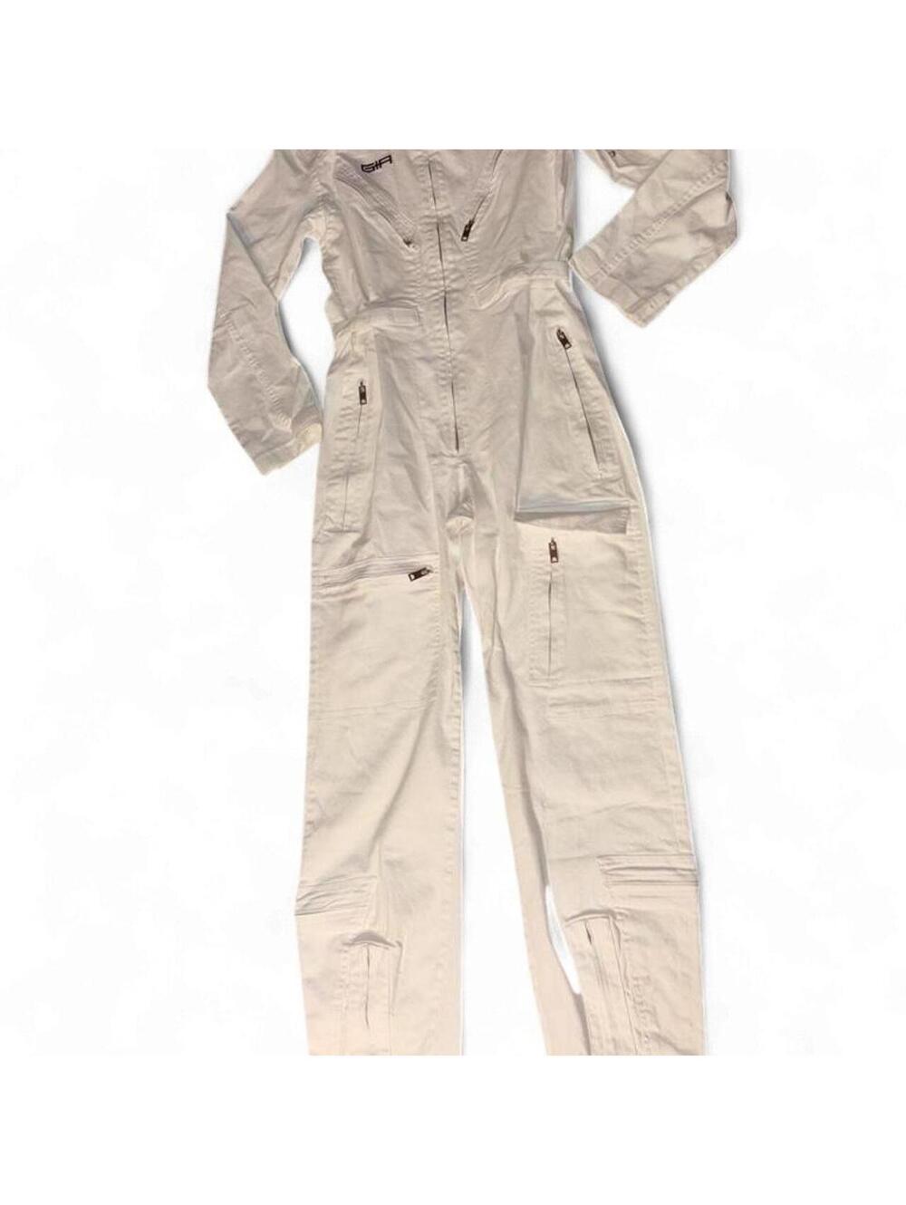 I. AM. GIA Neo Noir Boiler Flight Suit Jumpsuit White Tribal Heart Logo - Size M